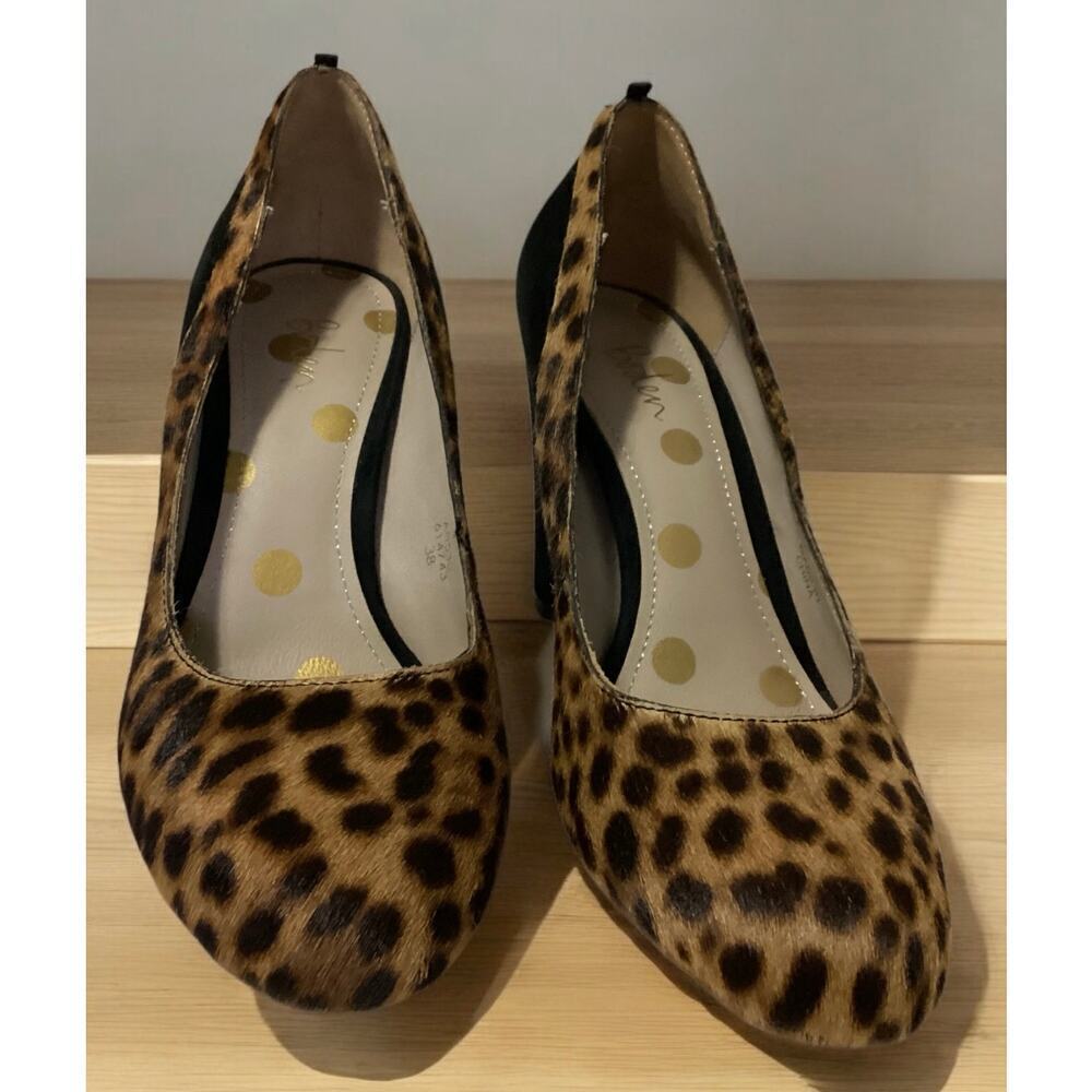Boden animal print calf hair block high heel womens sz 8/38